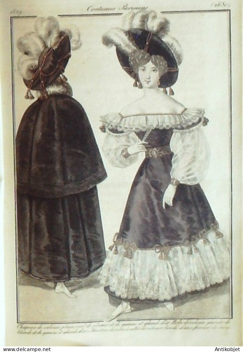 Journal des Dames & des Modes 1829 Costume Parisien Année complète 96 planches aquarellées