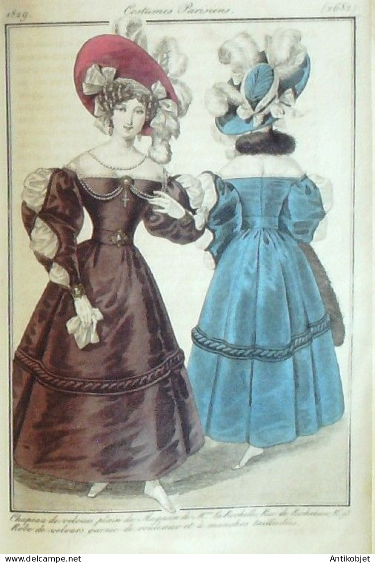 Journal des Dames & des Modes 1829 Costume Parisien Année complète 96 planches aquarellées