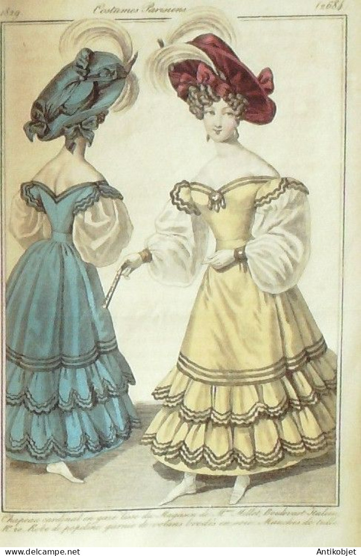 Journal des Dames & des Modes 1829 Costume Parisien Année complète 96 planches aquarellées