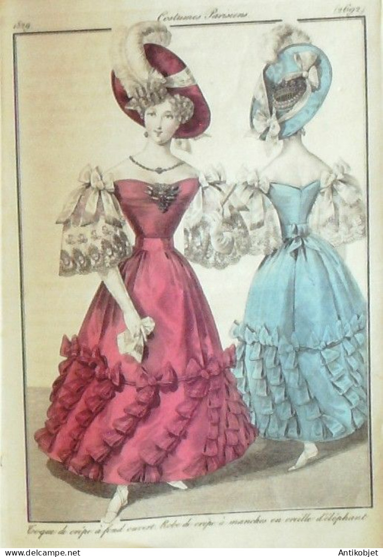 Journal des Dames & des Modes 1829 Costume Parisien Année complète 96 planches aquarellées