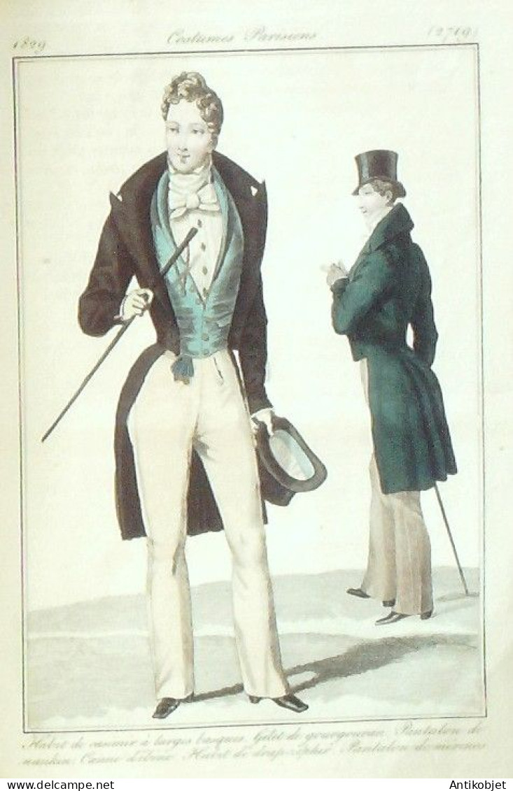 Journal des Dames & des Modes 1829 Costume Parisien Année complète 96 planches aquarellées