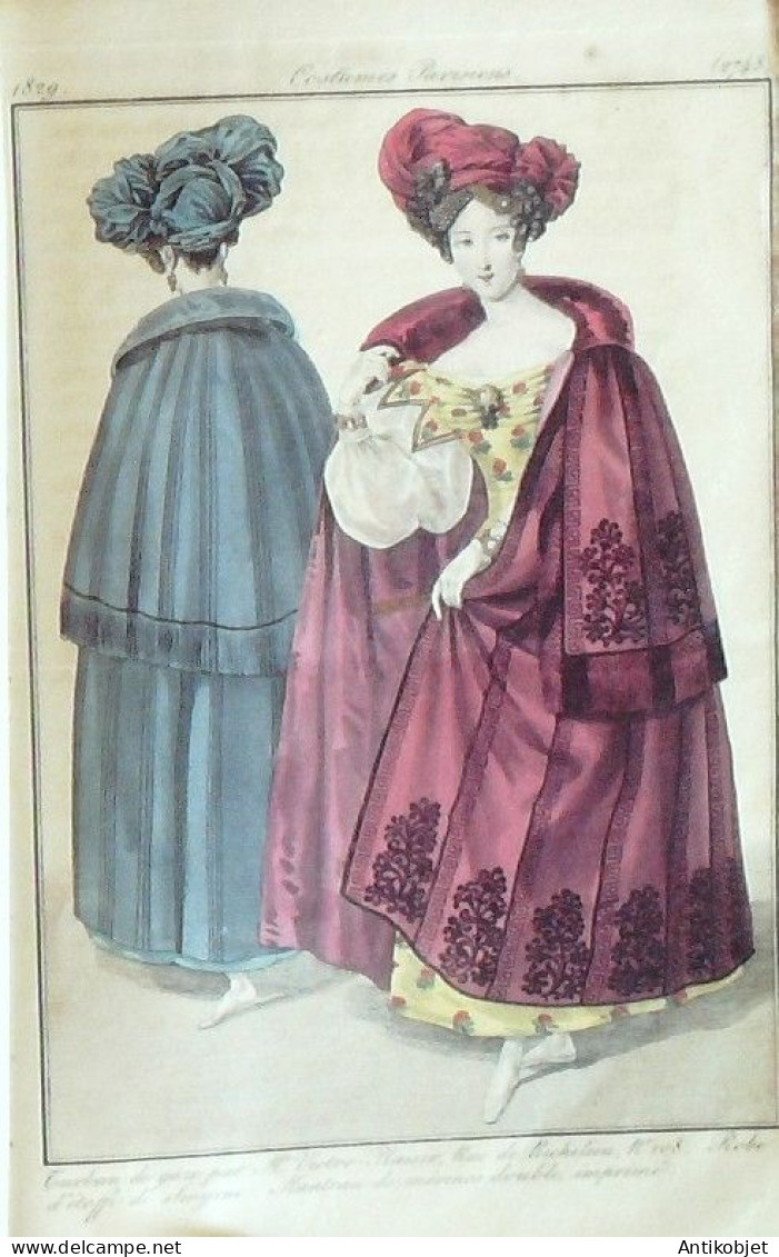 Journal des Dames & des Modes 1829 Costume Parisien Année complète 96 planches aquarellées