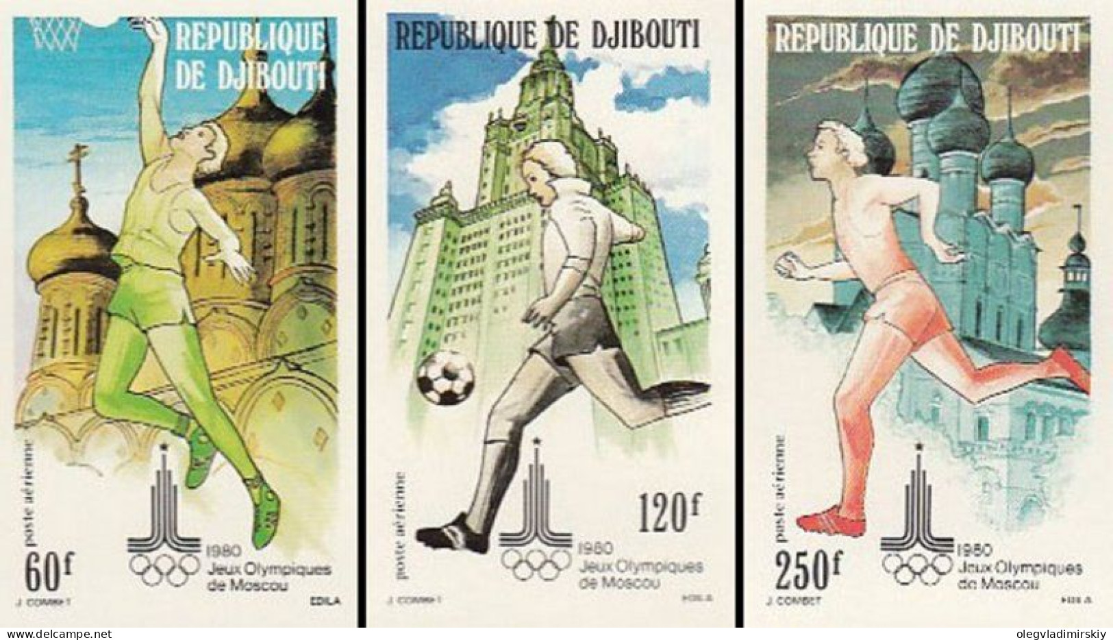 Djibouti Dschibuti 1980 Olympic Games Moscow Olympics Set Of 3 IMPERFORATED Stamps MNH - Estate 1980: Mosca