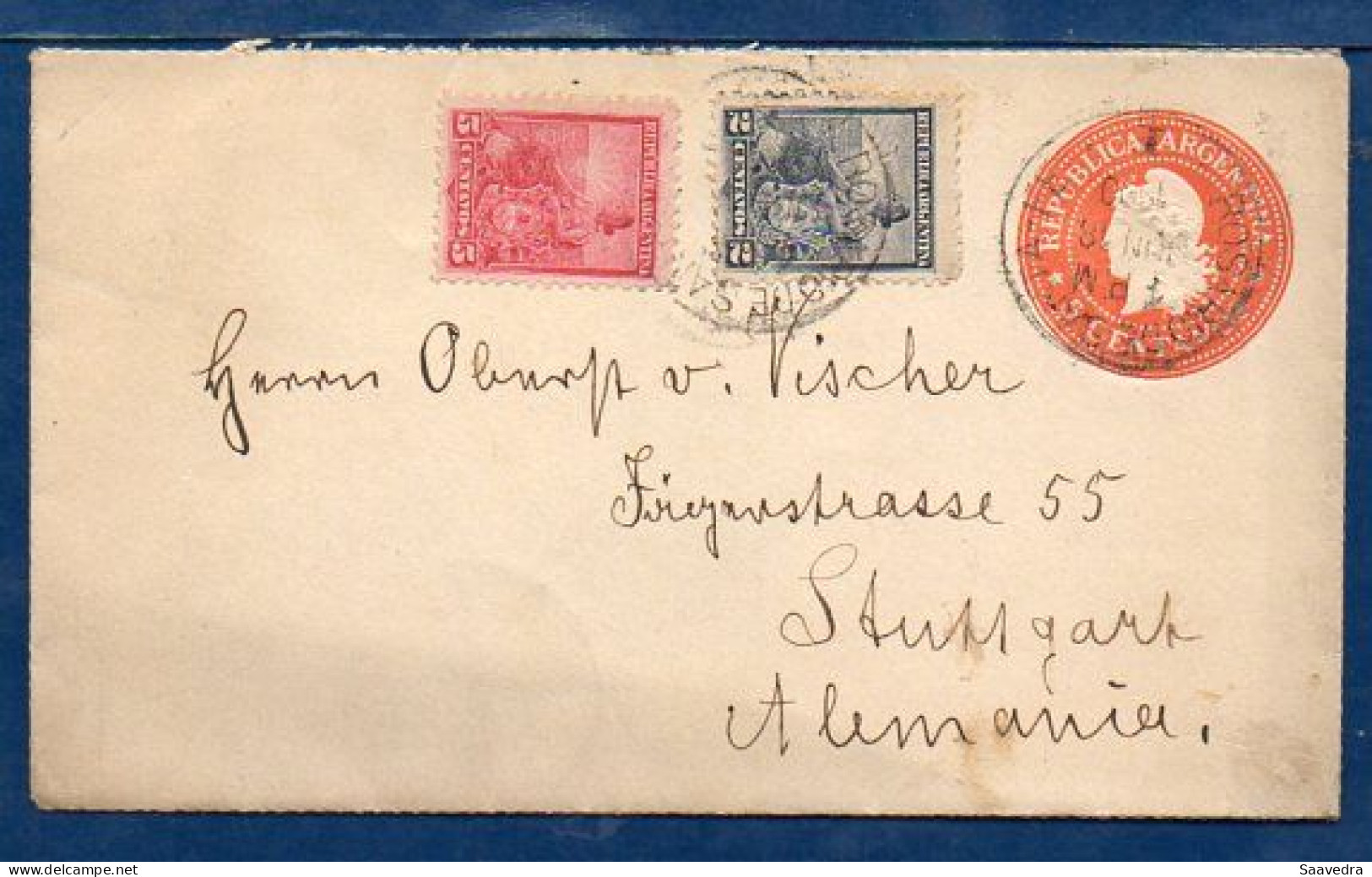 Argentina To Germany, 1900, Uprated Postal Stationery   (010) - Cartas & Documentos
