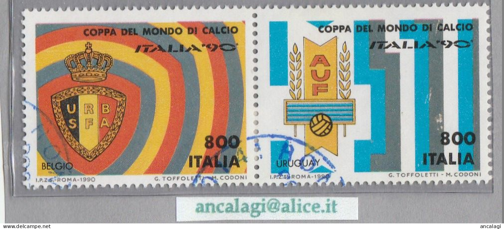 USATI ITALIA 1990 - Ref.0624 "Coppa Del Mondo Di Calcio: BELGIO E URUGUAY" 2 Val. IN COPPIA - - 1981-90: Usados