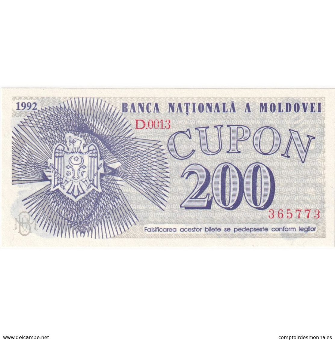 Moldavie, 200 Cupon, 1992, KM:2, NEUF - Moldavië