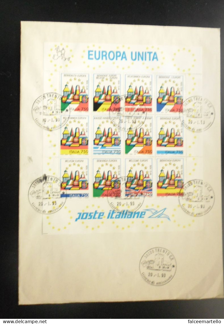 Italia 1993. F.d.c. EUROPA UNITA. Timbrato - Full Sheets
