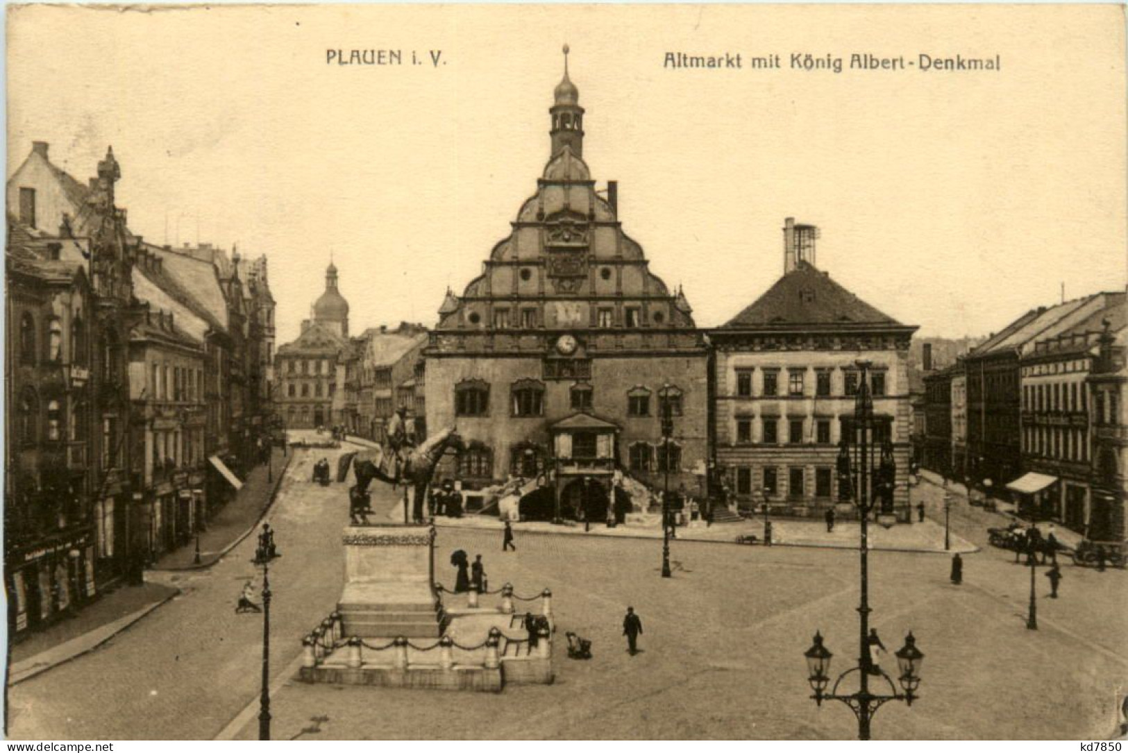 Plauen, Almarkt Mit König Albert-Denkmal - Plauen