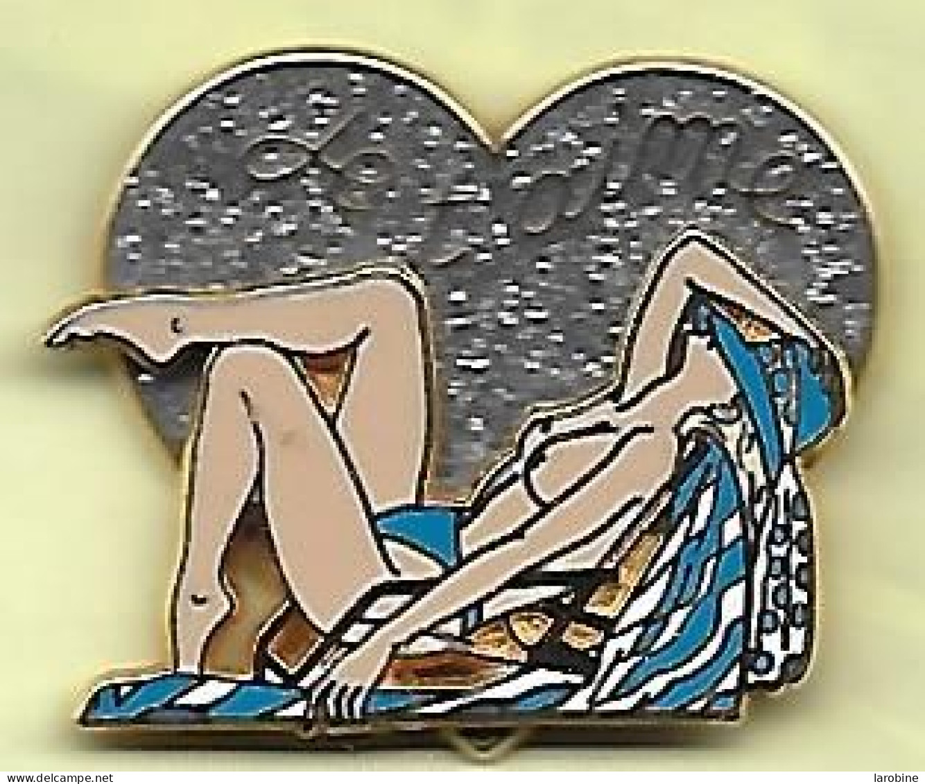 @@ Ballard Pin-ups Maillot Bleu Sur Cœur Pailleté Gris ''Je T'aime '' Double Moule (2.8x3.40) @@pi32 - Pin-Ups