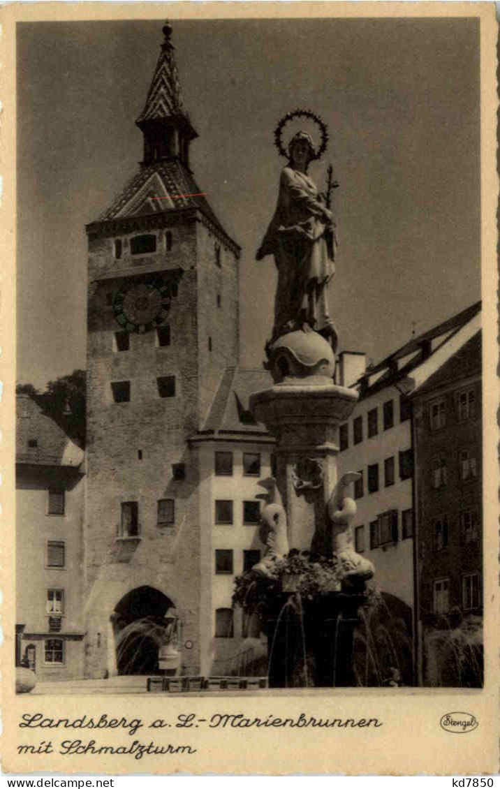 Landsberg A. Lech, Marienbrunnen Mit Schmalzturm - Landsberg