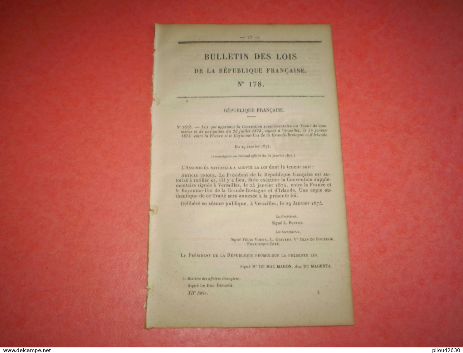 Lois: Traité De Commerce & Navigation France Royaume Uni. Desséchement Marais De Fos & Canal Durance Crau - Decreti & Leggi