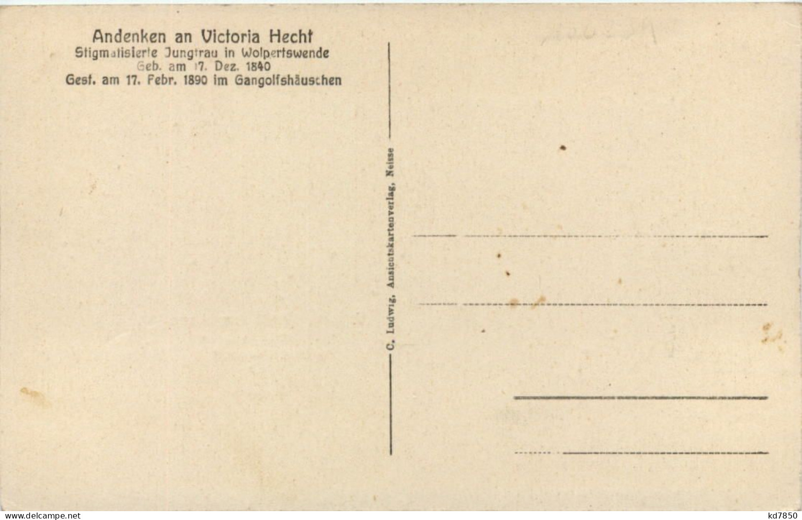 Andenken An Victoria Hecht, In Wolpertswende - Ravensburg