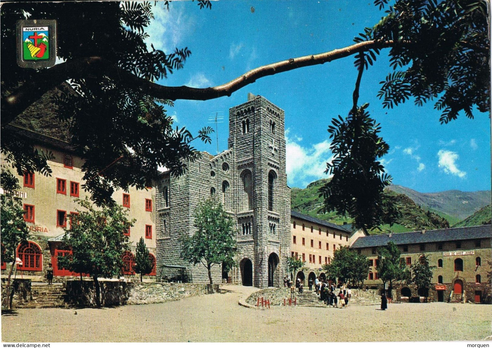 54754. Postal NURIA (Gerona) 1968. Viñeta Templo Santa Maria De Nuria, Label, Conderella. Vista  Santuario - Briefe U. Dokumente