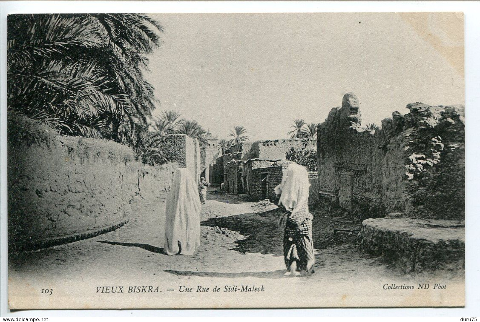 CPA ALGÉRIE * VIEUX BISKRA Une Rue De Sidi Maleck ( Animée ) Très Bon état * Collections ND Photo - Biskra