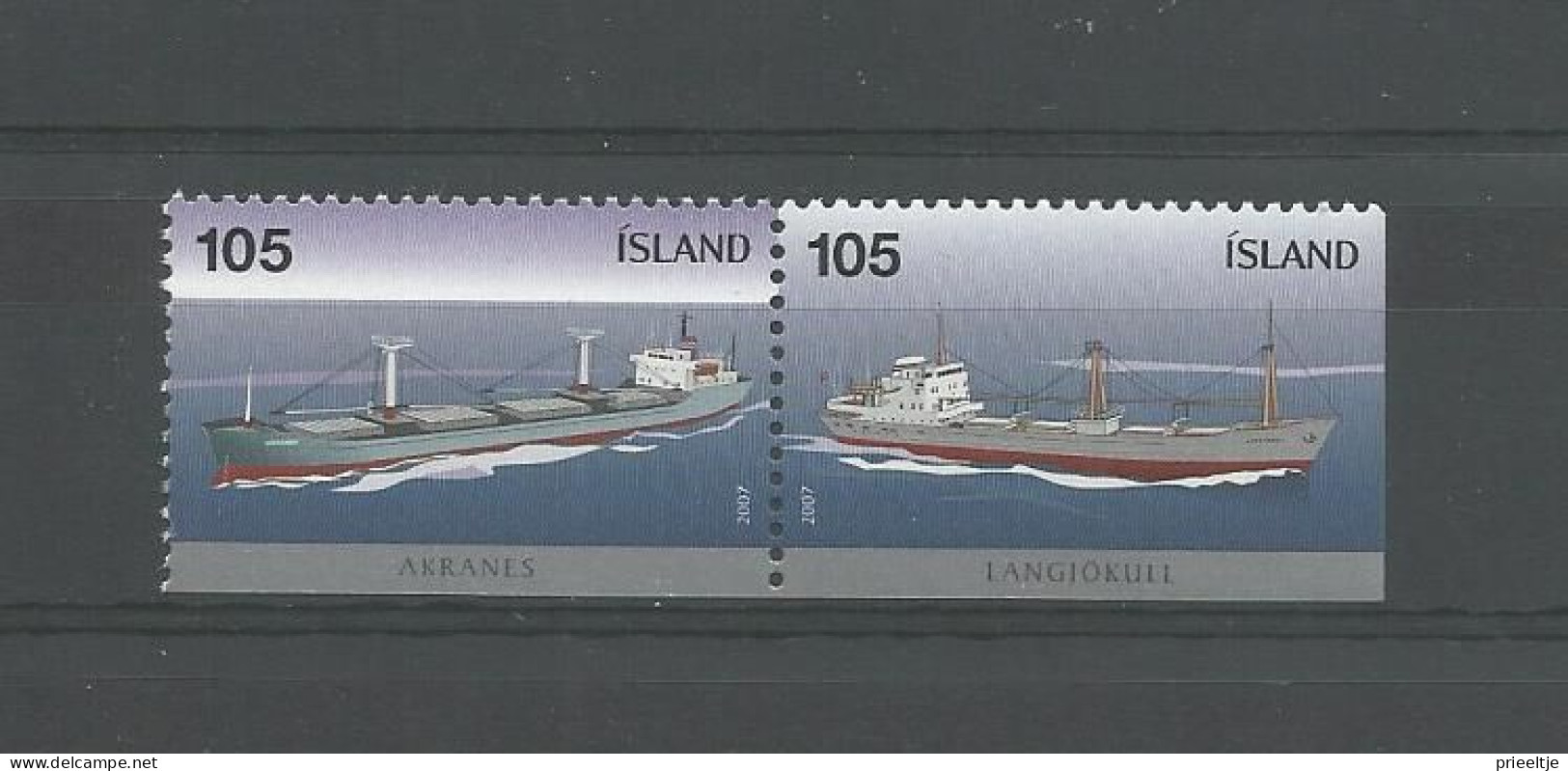 Iceland 2007 Cargo Ships Pair 2 Y.T. 1087/1088 ** - Nuovi