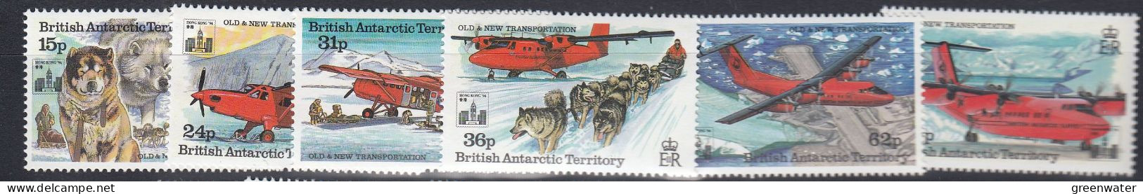 British Antarctic Territory (BAT) 1994 Old And New Transport Ovptd Hong Kong 6v ** Mnh (59498) - Ungebraucht