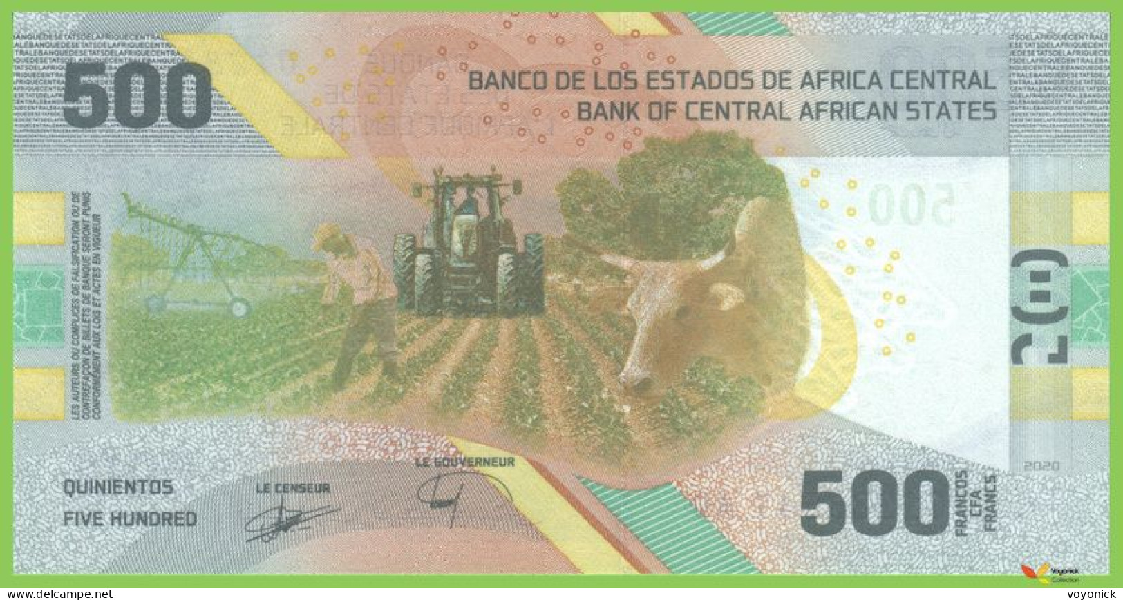 Voyo CENTRAL AFRICAN STATES CEMAC 500 Francs CFA 2020(2022) P700 B111a A9 UNC - Stati Centrafricani