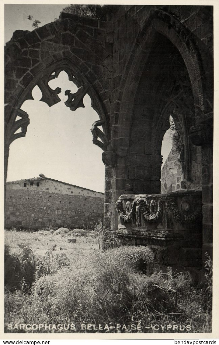 Cyprus, BELLAPAIS, Roman Sarcophagus Abbey (1950s) Mangoian Bros. RPPC Postcard - Chipre