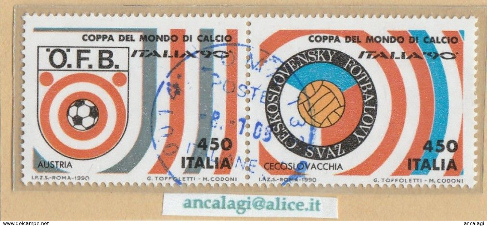 USATI ITALIA 1990 - Ref.0625D "Coppa Del Mondo: AUSTRIA E CECOSLOVACCHIA" 2 Val. In Coppia - - 1981-90: Gebraucht