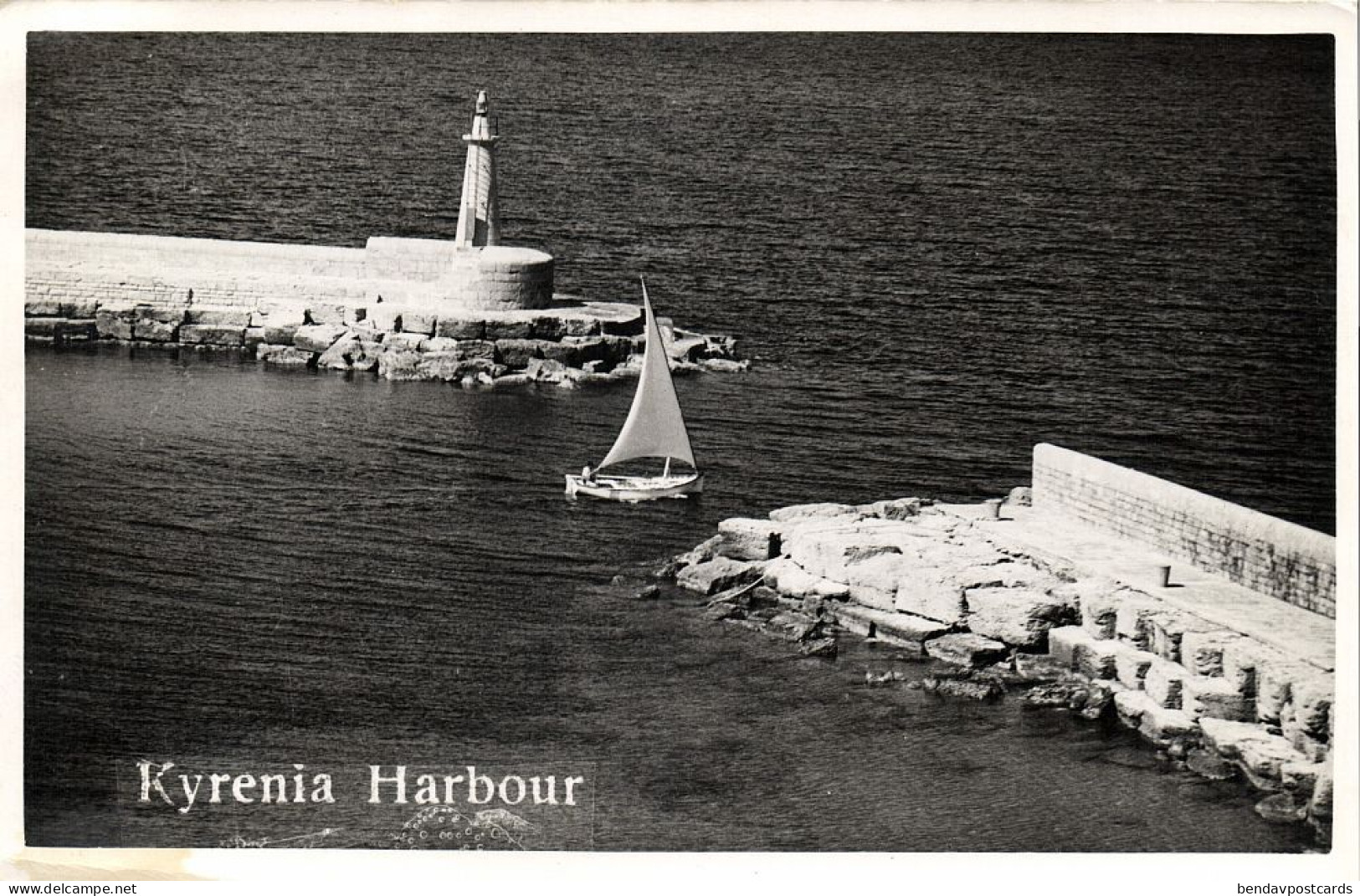 Cyprus, KYRENIA, Harbour, Lighthouse (1950s) RPPC Postcard - Cipro