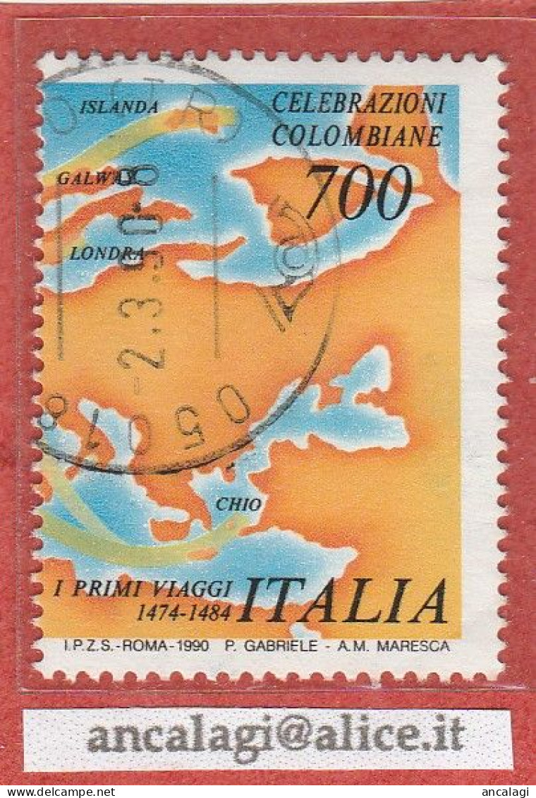 USATI ITALIA 1990 - Ref.0626 "CELEBRAZIONI COLOMBIANE" 1 Val. Parte Destra - - 1981-90: Usados