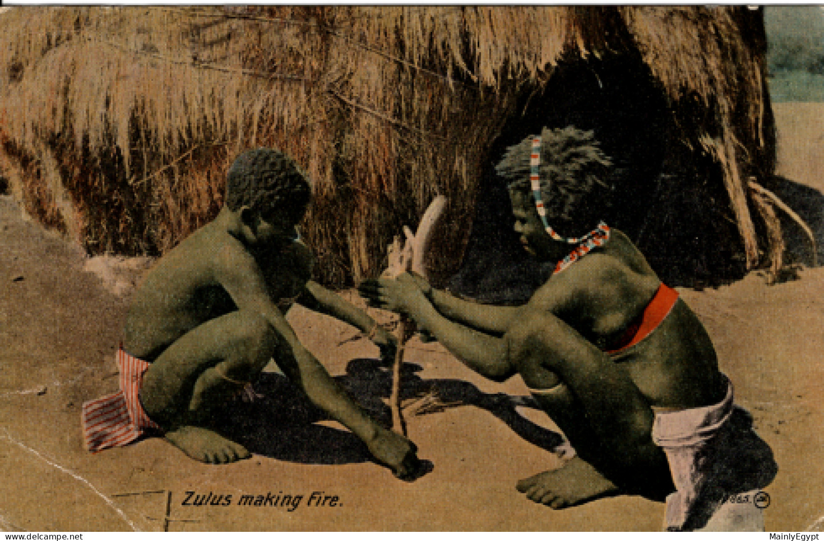 ZULU Postcard-: Ca. 1910, Zulus Making Fire - PC04 - Südafrika