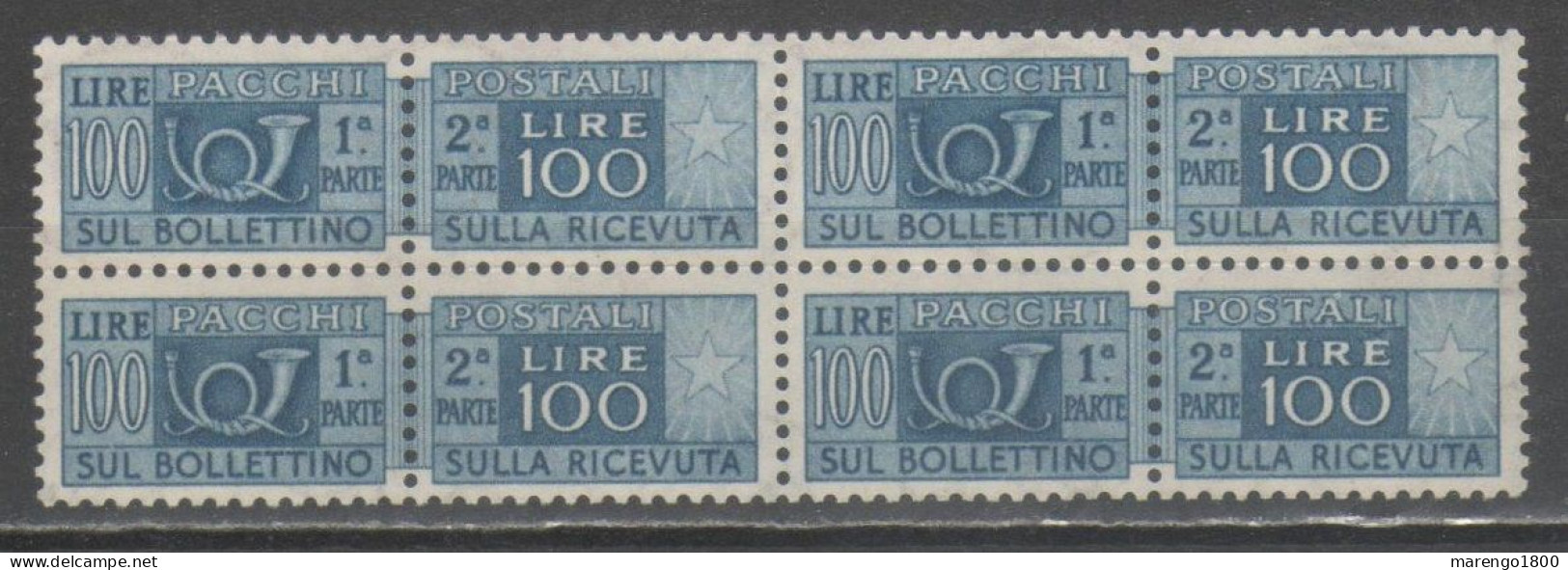 ITALIA 1946 - Pacchi 100 L. ** Quartina (2 Scan - Gomma Scura)             (g9640) - Paquetes Postales