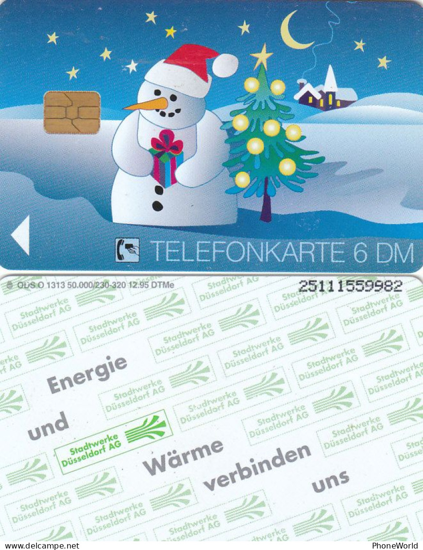 Germany - O 1313/230 - Minimedia - Snowman Christmas, Stadtwerke Düsseldorf - 12.1995, 6DM, 320ex, Used - O-Series : Séries Client