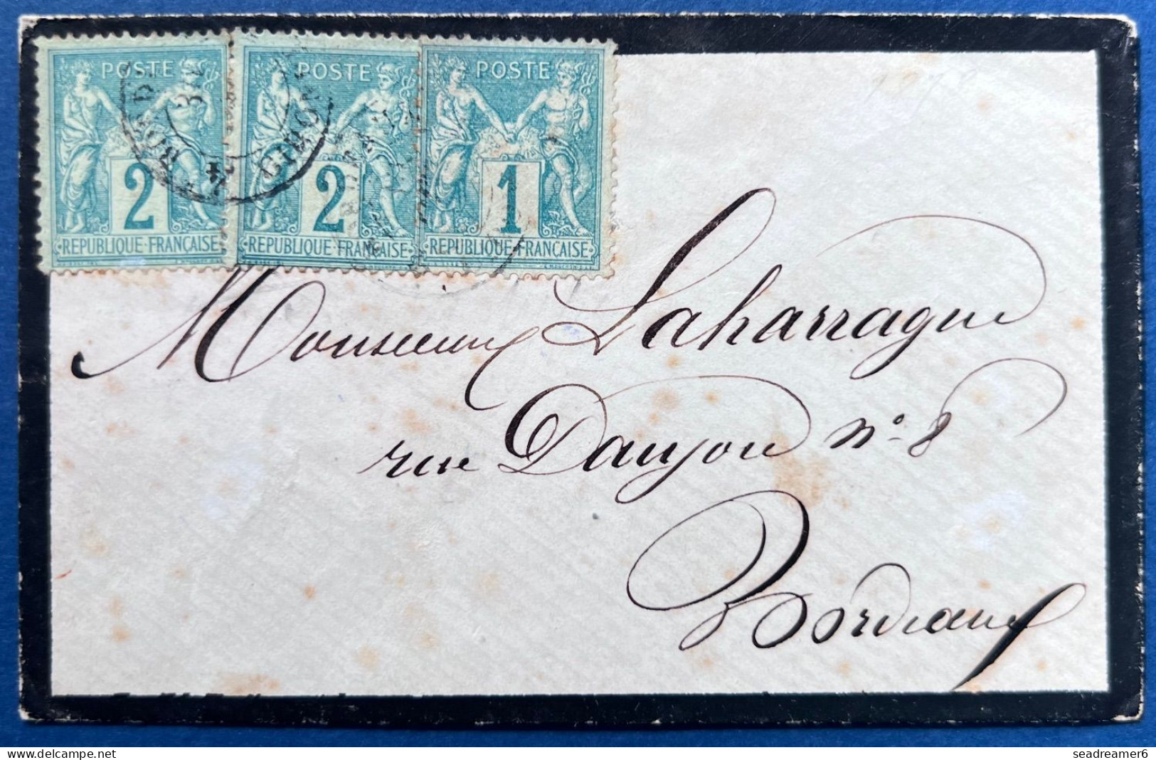 Lettre Sage Ouverte Tarif à 5c Carte De Visite N°61 & 74 X2 Oblitérés Dateur " 4 / BORDEAUX / 4 / GIRONDE " En Ville TTB - 1876-1878 Sage (Type I)