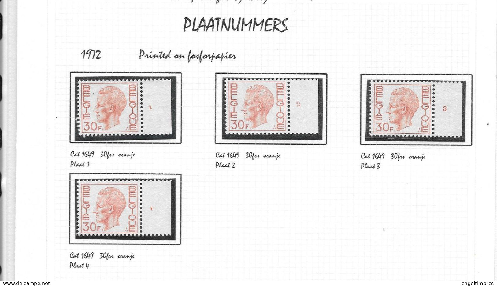 Belgium - Large selection of ELSTROM stamps - all POSTFRIS - and all with Plaatnummer