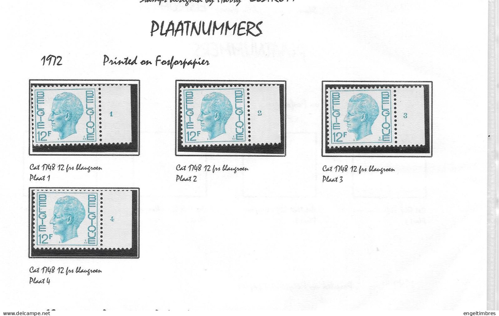 Belgium - Large selection of ELSTROM stamps - all POSTFRIS - and all with Plaatnummer