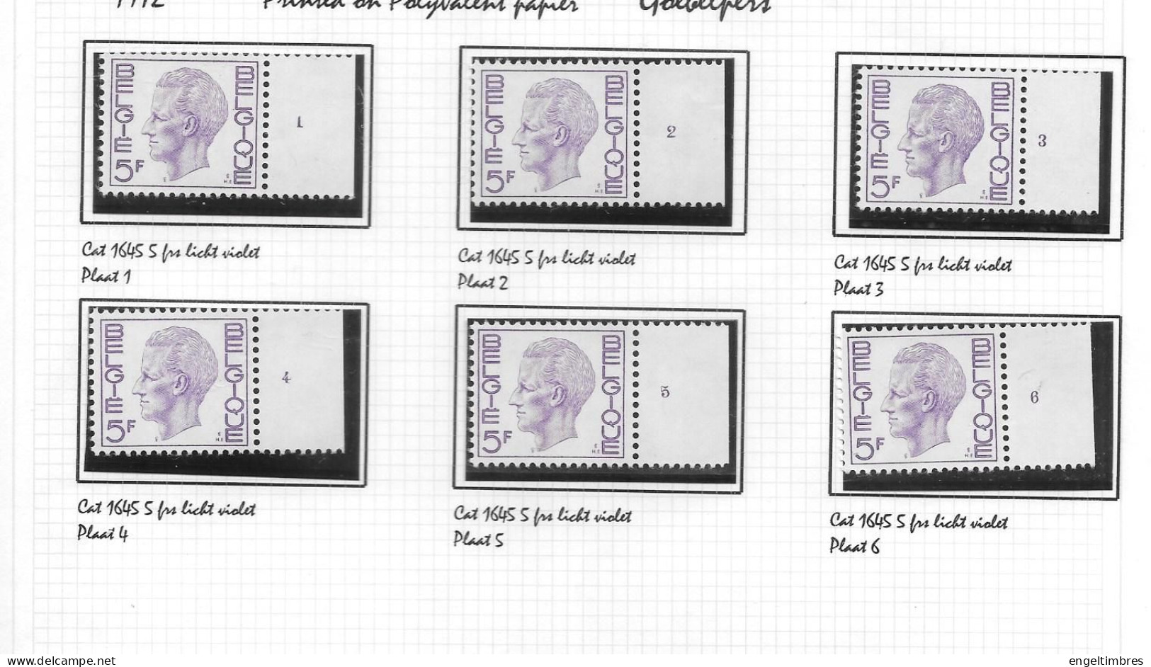 Belgium - Large selection of ELSTROM stamps - all POSTFRIS - and all with Plaatnummer