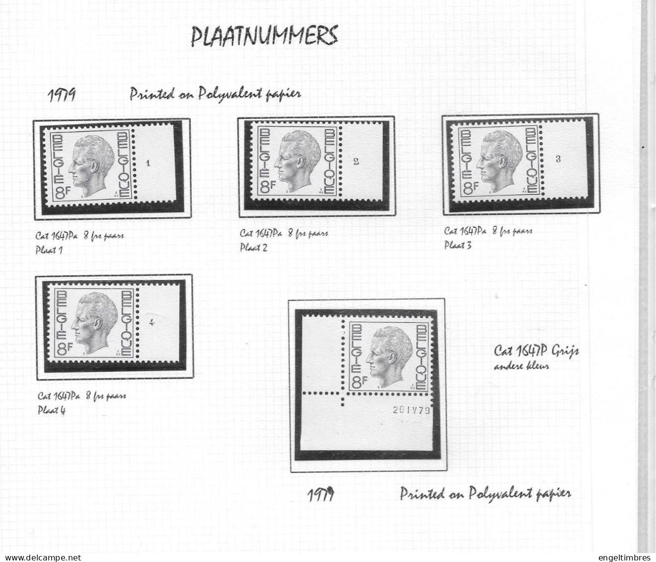 Belgium - Large selection of ELSTROM stamps - all POSTFRIS - and all with Plaatnummer