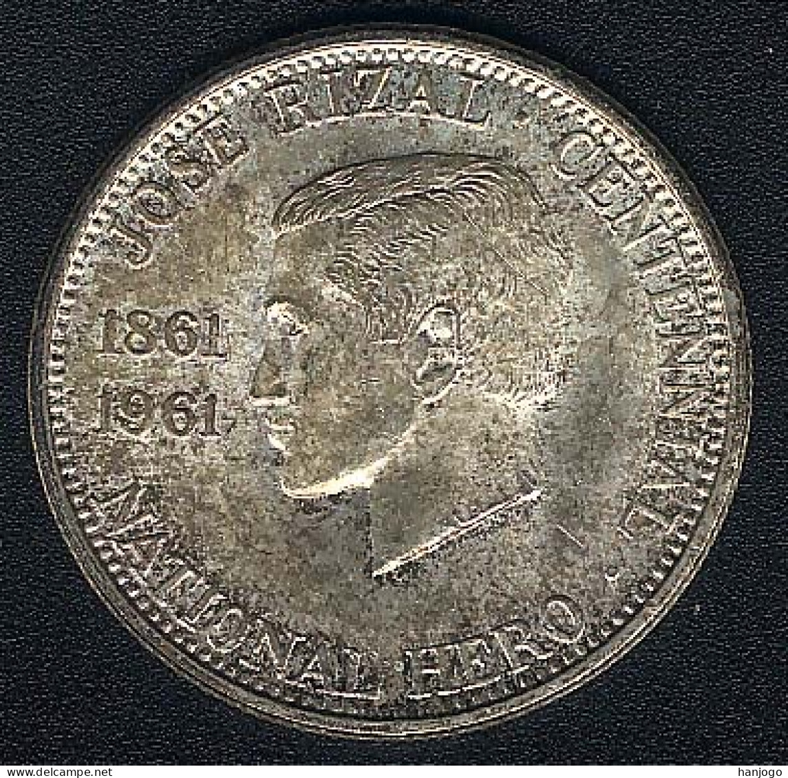 Philippinen, 1/2 Peso 1961, Rizal, Silber, UNC Toned - Filipinas