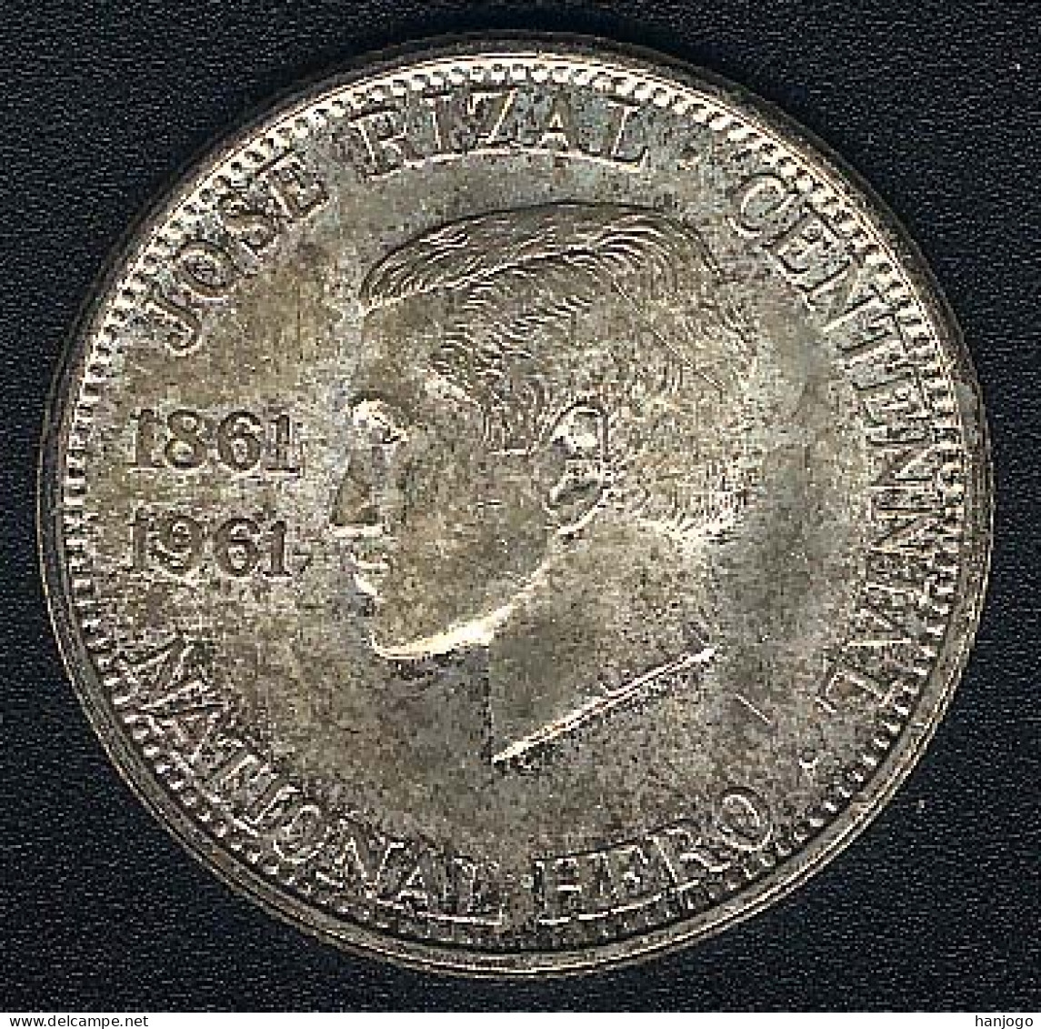 Philippinen, 1/2 Peso 1961, Rizal, Silber, UNC Toned - Filippijnen