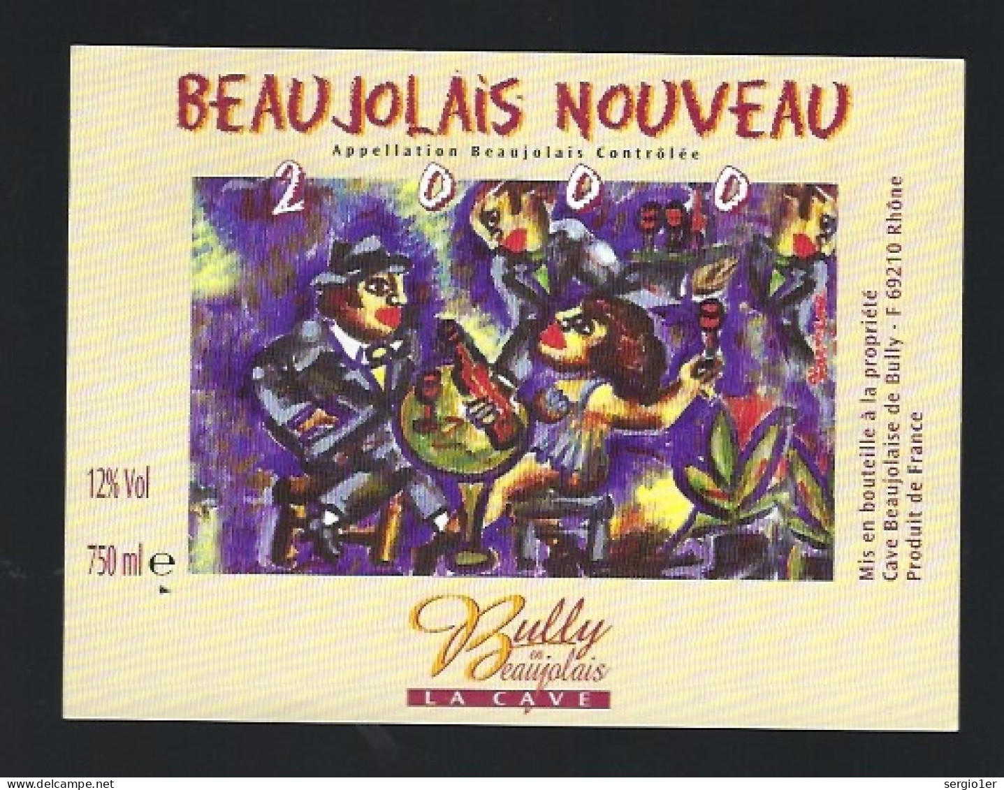 Etiquette Vin Beaujolais Nouveau 2000  Cave Des Bully Ebn Beaujolais  69 Rhône - Beaujolais