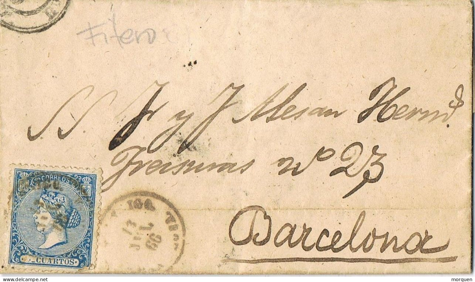 54760. Carta Entera FITERO (Navarra)  1866. Fechador De CINTRUENIGO. Marca Cartero 1ª Seccion - Storia Postale