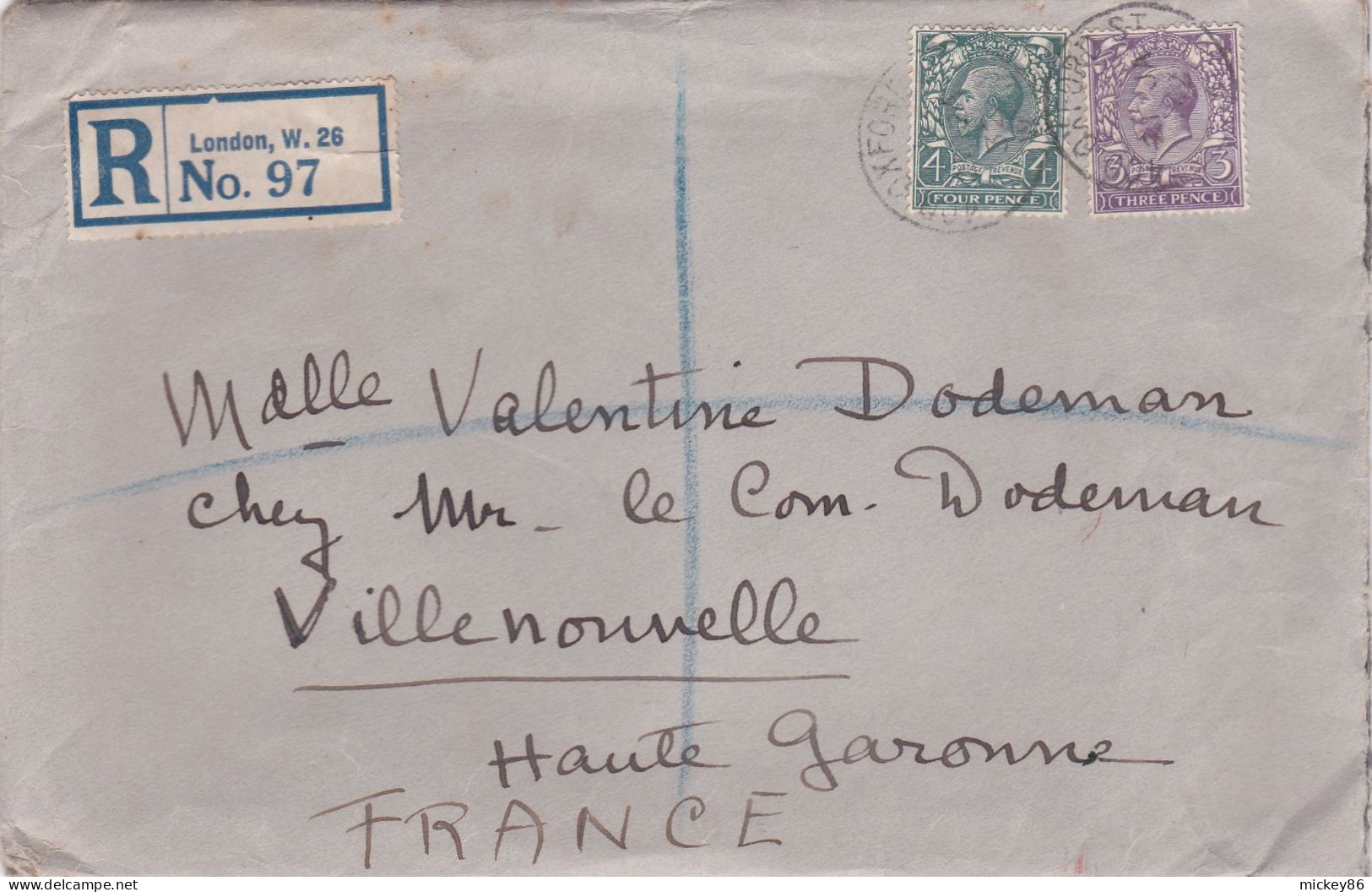 Grande Bretagne--1932--letttre Recommandée LONDON Pour VILLENOUVELLE-31 (France)..timbres, Cachets - Storia Postale