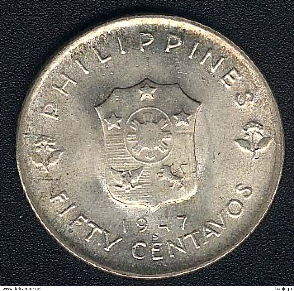 Philippinen, 50 Centavos 1947, Mac Arthur, Silber, AUNC - Philippinen