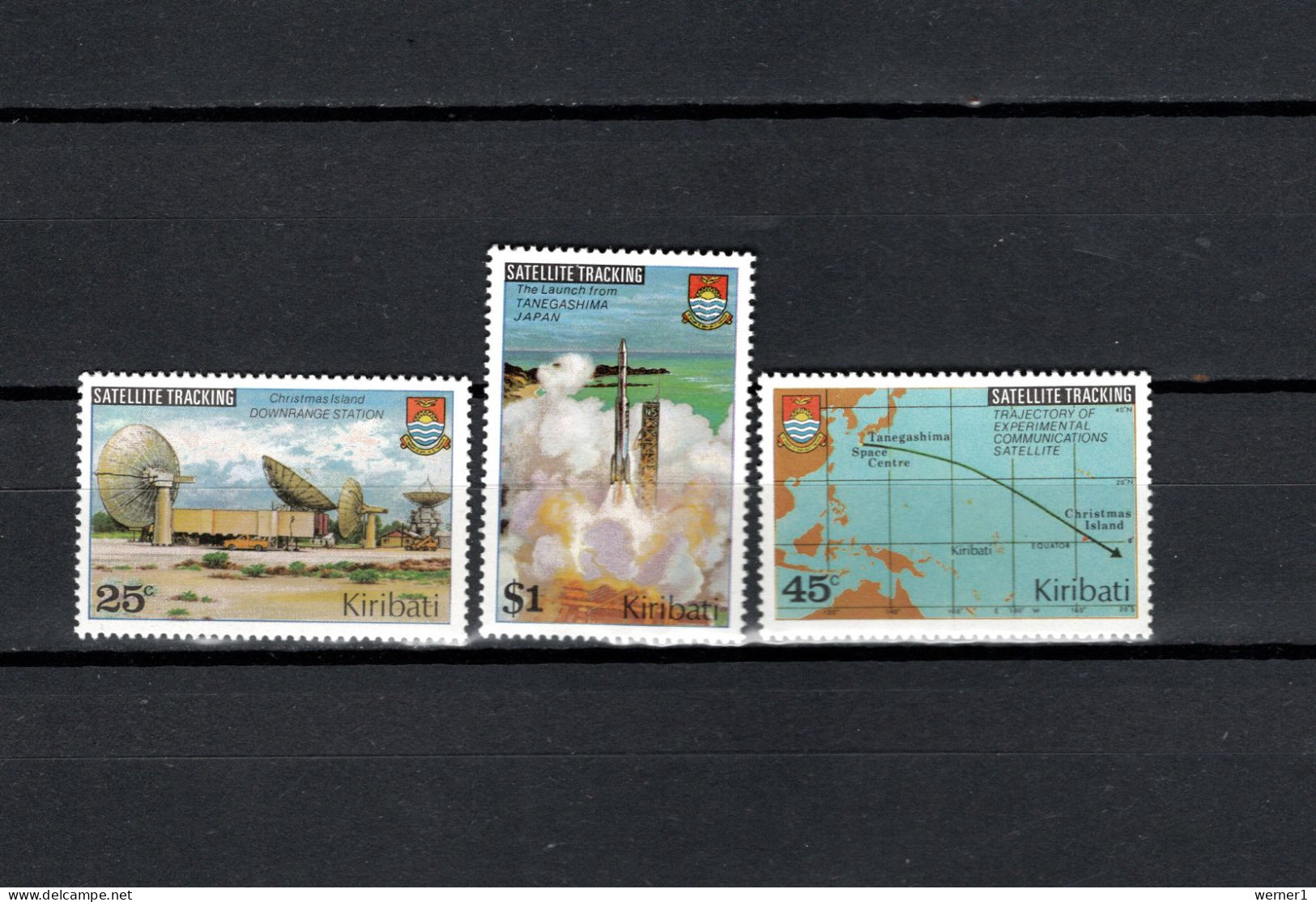 Kiribati 1980 Space, Start Of Telcommunication Satellite Set Of 3 MNH - Oceanië