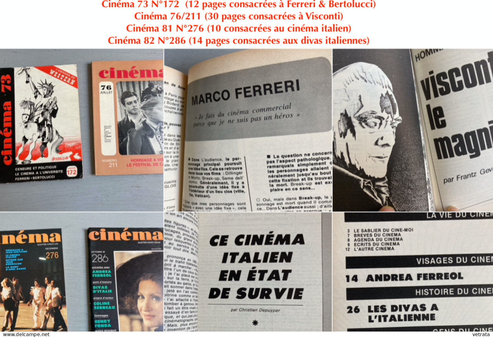 Cinéma Italien : 43 Documents = 4 Revues (Cinéma73/73/81/82) / 13 Plaquettes / 2 Brochures / 7 Suppléments Cinéma Libéra - Andere & Zonder Classificatie