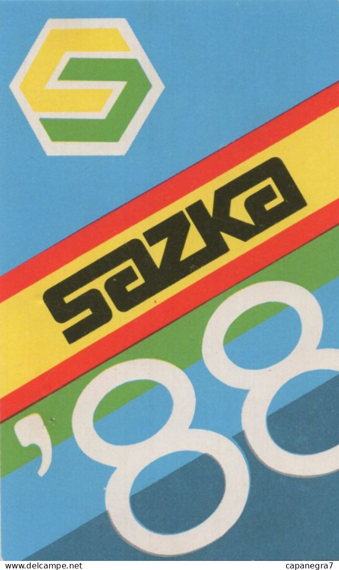 SAZKA, Czechoslovak Betting Office, Betting On The Results Of Sports Competitions, 1988, 65 X 105 Mm, Red Back Side - Petit Format : 1981-90