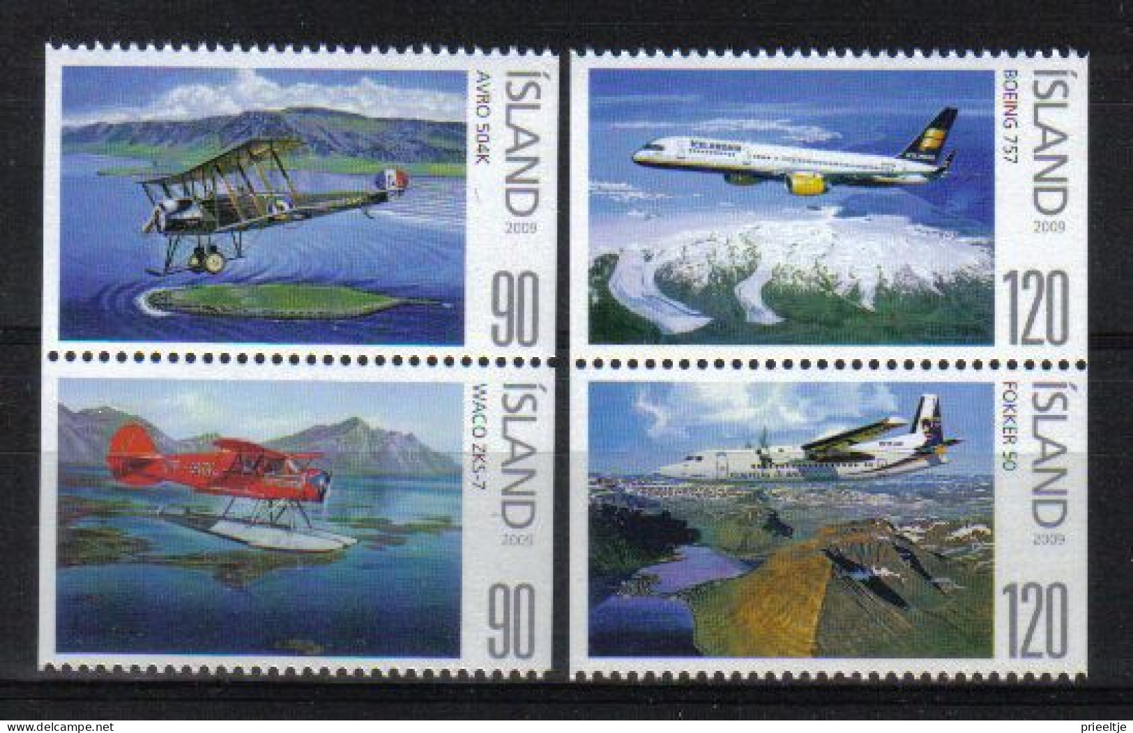 Iceland 2009 Aviation Pairs From Booklet Y.T. 1162/1165 ** - Ungebraucht