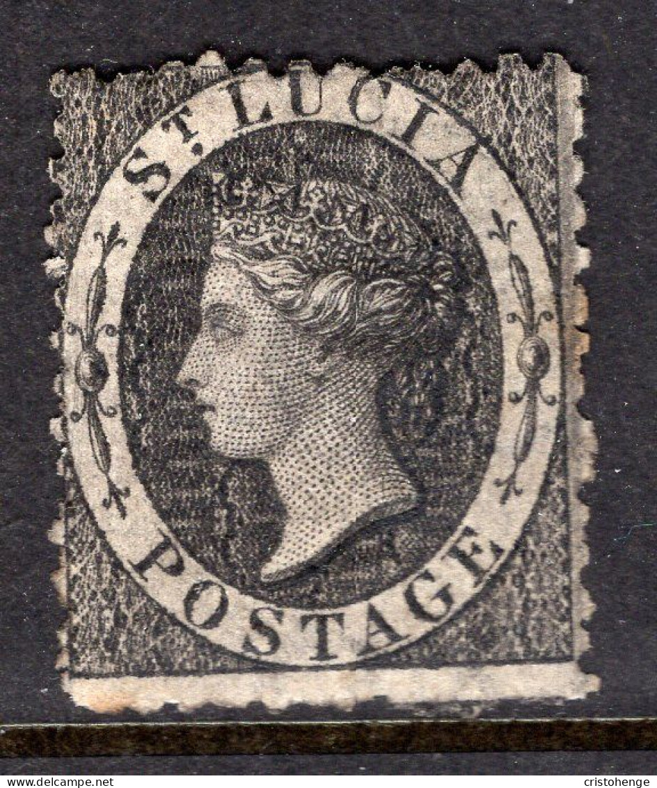 St Lucia 1864-76 QV - Wmk. Crown CC - P.12½ - 1d Black Used (SG 11) - Ste Lucie (...-1978)