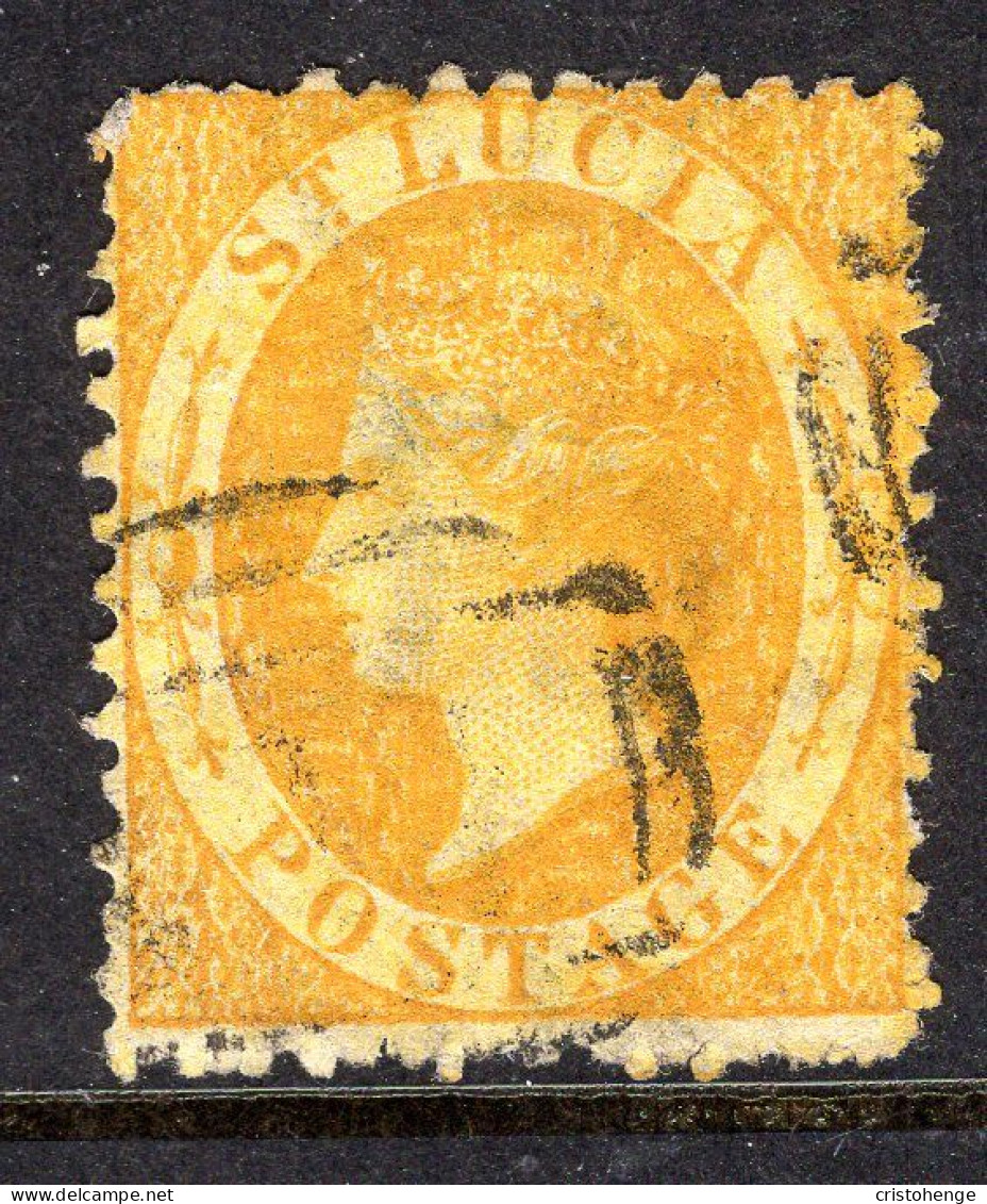 St Lucia 1864-76 QV - Wmk. Crown CC - P.12½ - 4d Yellow - Wmk. Reversed Used (SG 12x) - Ste Lucie (...-1978)