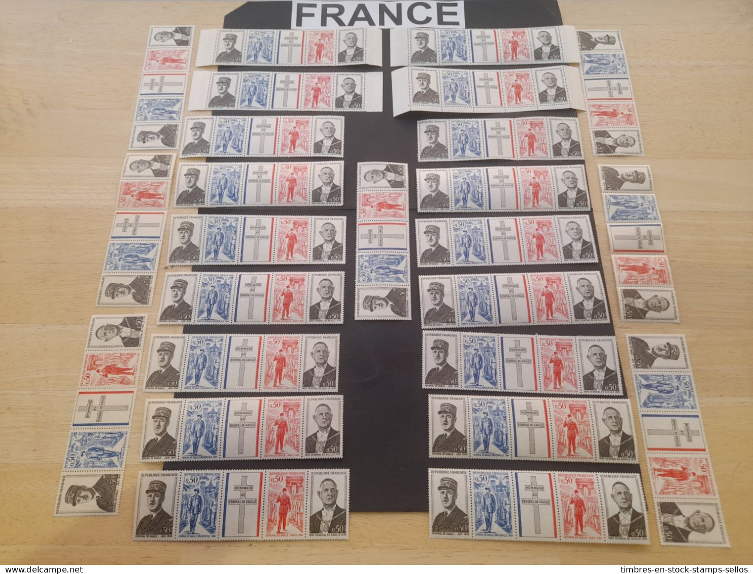 FRANCE DE GAULLE 1971 No 1698A  Nos 400 à 403 ETAT NEUF 25 BANDES MINT STRIPS - Verzamelingen (zonder Album)