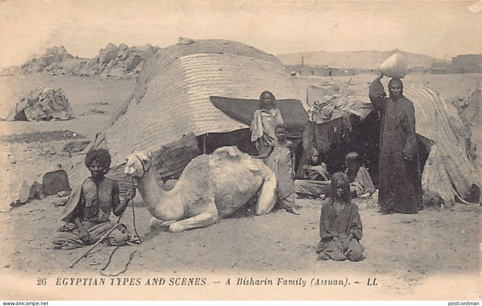 Egypt - Egyptian Types & Scenes - Bishari Family In Aswan - Publ. Levy L.L. 26 - Personnes