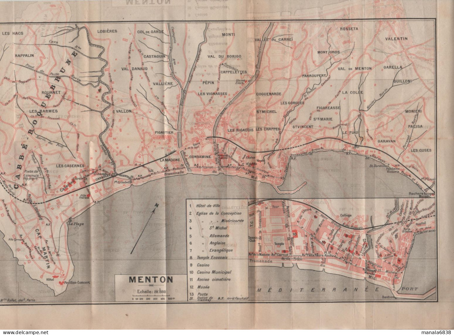 Menton Plan Maison Rollet Voies Ferrées - Cartes Topographiques