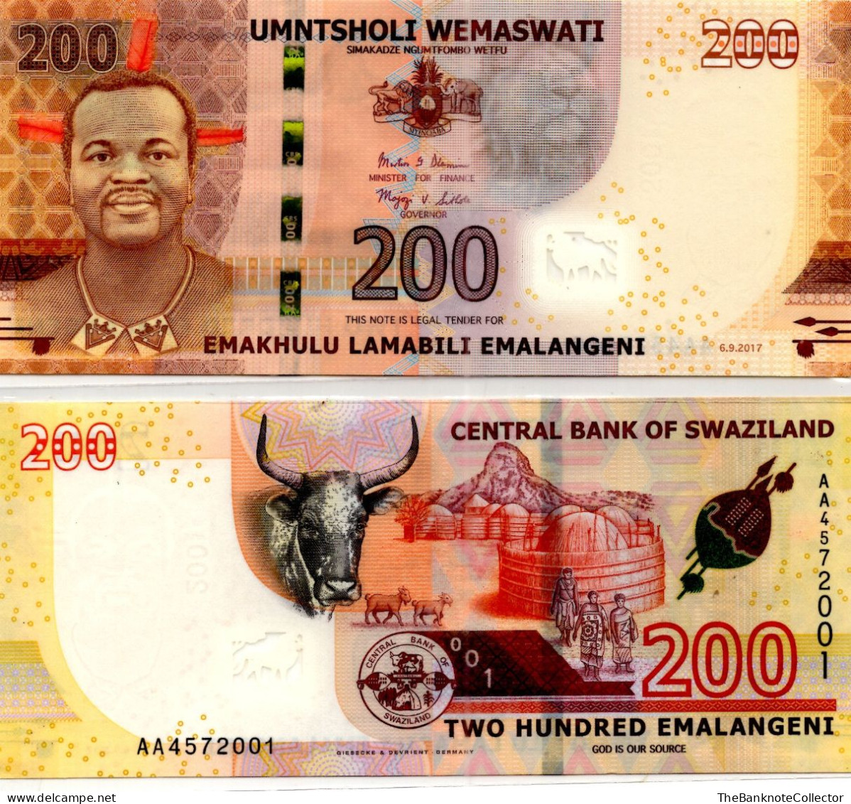 Swaziland 200 Emalangeni 2017 P-43 UNC - Swaziland