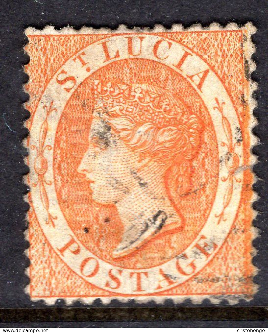 St Lucia 1864-76 QV - Wmk. Crown CC - P.12½ - 1/- Pale Orange Used (SG 14c) - Ste Lucie (...-1978)